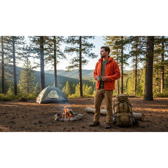 Men’s Bright Orange Fleece Jacket | Outdoor Casual Core | Size M - Picture 9 of 10